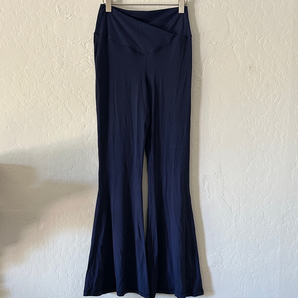 Aerie OFFLINE Real Me Flare Pants – Midnight Blue, XL, Crossover Waist